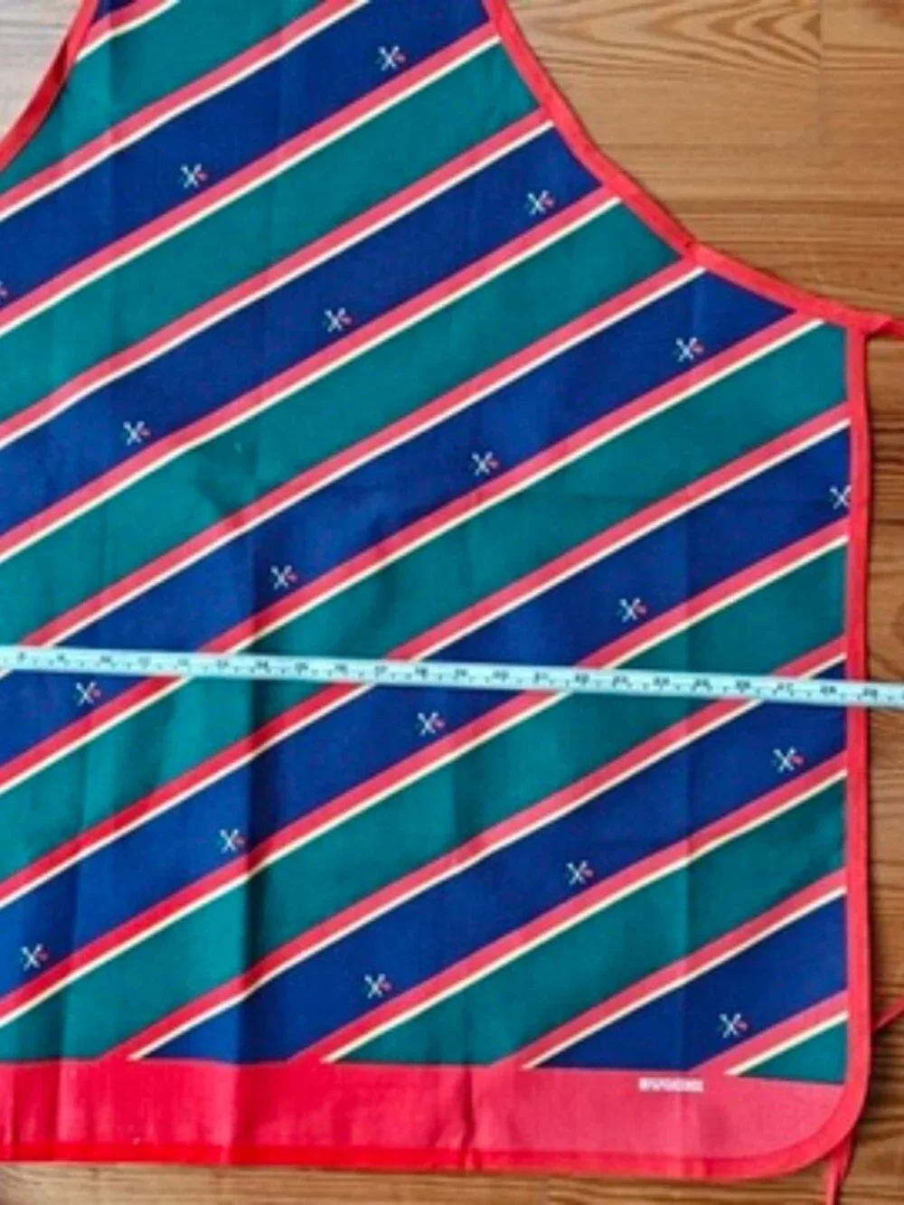 Vintage Zucchi Apron Italy Cotton Navy Red Green Stripe Nautical Yacht NEW NOS